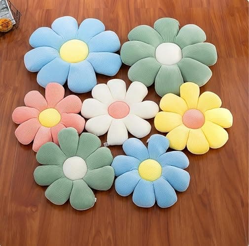 FSRONGXI 2pcs Daisy Flower Throw Pillows, Cute Aesthetic Preppy Room Decor Decorative Pillow Floor Cushions for Girls Bedroom Bed Sofa Chair Couch(Pink & White, 38x38cm) thumbnail 6