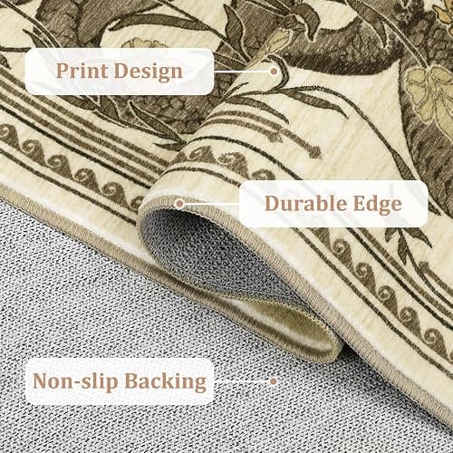 Snake 8x10 Rugs for Living Room Washable Non Slip Forest Soft Low-Pile Stain Resistant Thin Large Throw Carpet for Bedroom Dining Room Office Beige thumbnail 7