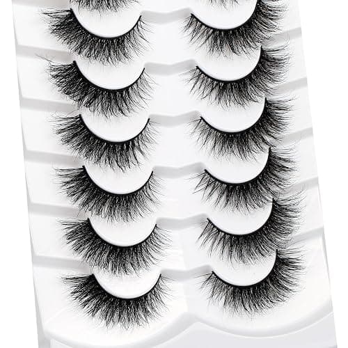 Pooplunch Manga Lashes False Eyelashes Doll Eye Natural Anime Lashes 8D Spiky Wispy Thick Faux Mink Eye Lash Strips 7 Pairs Pack - Doll-Eye|8-15MM thumbnail 6