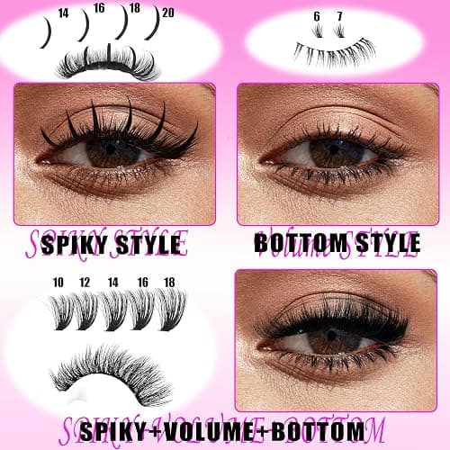 YIDUO Lash Clusters Kit with Spikes Bottom clusters Eyelash Extensions 808Pcs with 2X Bond&Seal 60D/80D/100D 3D Volume D Curl Wispy DIY Individual Lashes Large Pack for Beginners Choice thumbnail 7