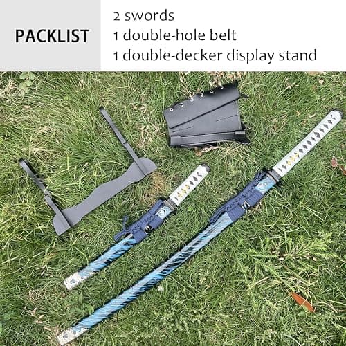 2pc Japanese Ghost of Tsushima Cosplay Replica Sword Sharp Real Sword Hand-Forged 1045 Steel Katana Set with Display Stand and Belt,Jin Sakai‌‌ Katana,for Collecting, Cosplay thumbnail 5