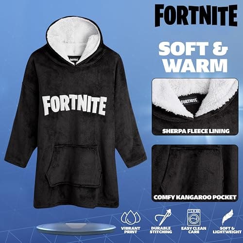 Fortnite Oversized Hoodie Blankets for Boys Fleece Extra Long Warm Wearable Hooded Poncho for Kids and Teens 14+, Gamers Gifts thumbnail 2