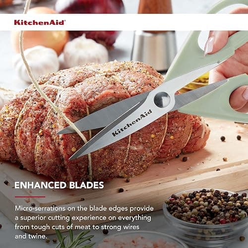 KitchenAid All Purpose Kitchen Shears with Protective Sheath Durable Stainless Steel Scissors, Dishwasher Safe, Soft Grip Comfort Handle, 8.72 Inch, Pistachio thumbnail 5