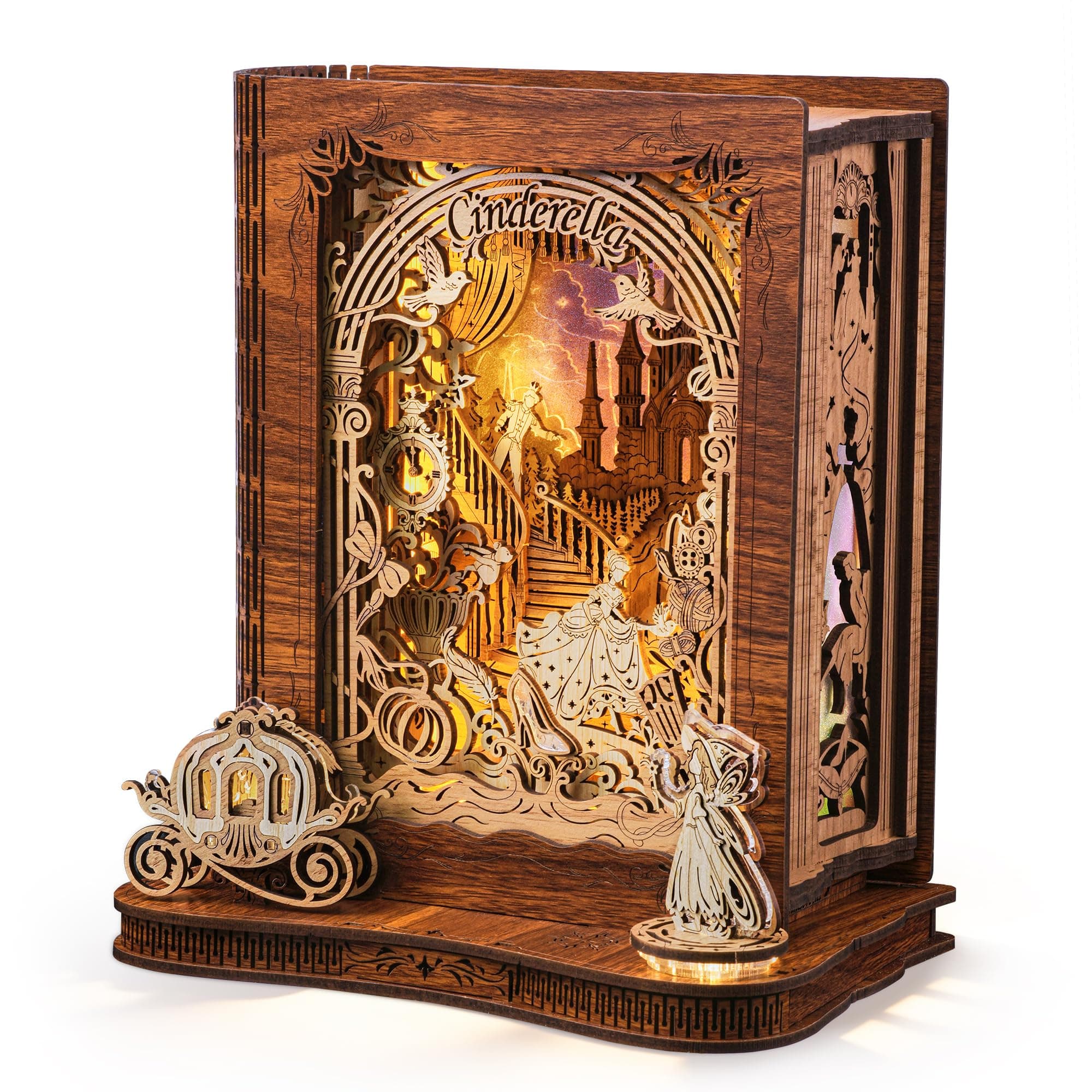 Cinderella LED 3D Wood Puzzle Nightlight – DIY Storybook Book – 3D Wood Puzzle Gifts, Home Décor for Kids and Adults - Image 1
