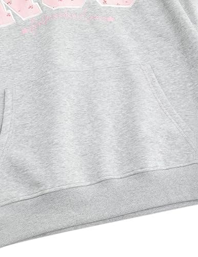 Aelfric Eden Womens Oversized Graphic Hoodies Y2k Flower Embroidery Number Print Pullover Hooded Sweatshirt Unisex thumbnail 5