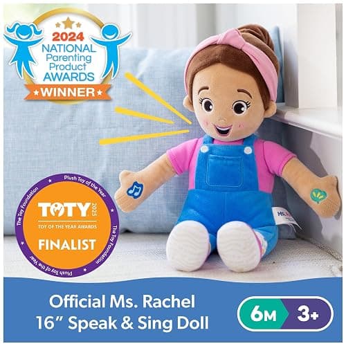 Ms. Rachel Official Speak & Sing Doll, 16” Tall Interactive Toy with 4 Songs & 16+ Phrases, Toddler Toys for Girls & Boys Ages 6 Months to 3+ Years. thumbnail 2