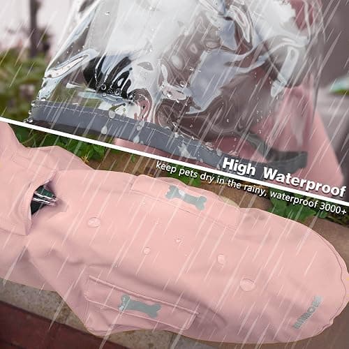 Dog Raincoat,Waterproof Rain Poncho with Hoodie, High Reflective Adjustable Pet Rain Jacket with Leash Hole for Small Medium and Large Dogs (Pink, X-Small) thumbnail 5