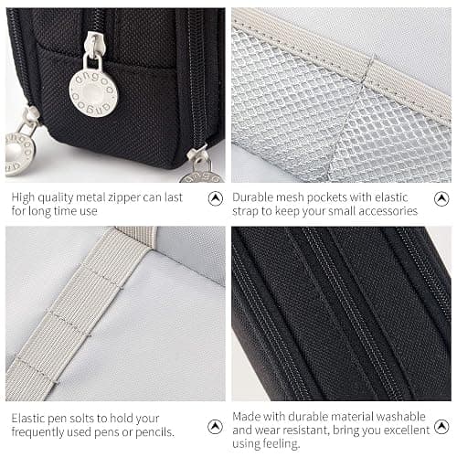 CICIMELON Large Capacity Pencil Case 3 Compartment Pouch Pen Bag for School Teen Girl Boy Men Women (Black) thumbnail 4