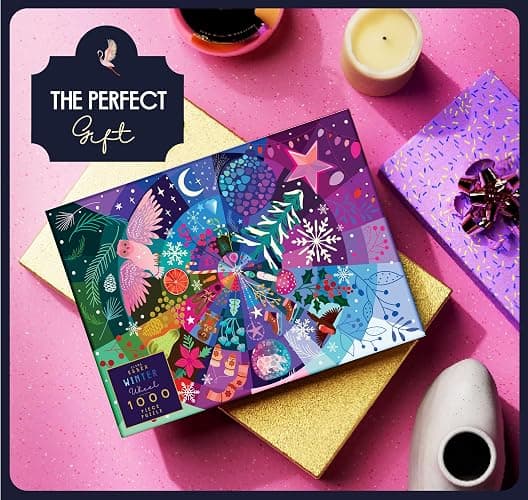 Elena Essex 'Winter Wheel' Puzzle for Adults 1000 Pieces, Christmas Puzzle 28" x 20", illustratded by Elena Essex, Thick & Sturdy Pieces, Challenging Activity for Adults, Unique Idea! thumbnail 2