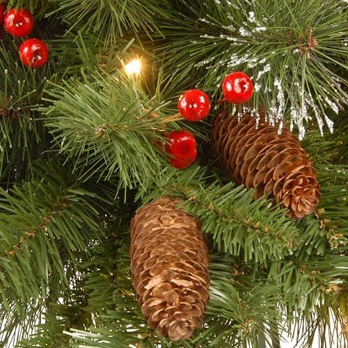 National Tree Company Pre-Lit Artificial Christmas Wreath, Green, Carolina Pine, White Lights, Decorated with Pine Cones and Glitter, Berry Clusters, Christmas Collection, 30 Inches | 70 Clear Lights, 200 Tips, Artificial Christmas Decoration With Glitter, Pinecones, Red Berries, Green thumbnail 3