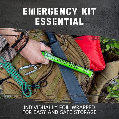 Emergency Glow Sticks with 12 Hours Duration, Individually Wrapped Industrial Grade Glowsticks for Survival Gear, Camping Lights, Power Outages and Military Use thumbnail 5