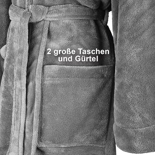 Gräfenstayn® Damen & Herren Kuschelfleece Bademantel mit Kapuze Größe S-XXXL mit Öko-Tex Standard 100 Flanell Fleece thumbnail 3