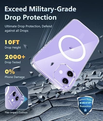 FNTCASE for iPhone 12 Case Clear: iPhone 12 Pro Case Magnetic Phone Cases Compatible with Magsafe Slim Anti Yellowing Military Grade Drop Protection Rugged Protective Transparent Cover (A-Clear) thumbnail 4
