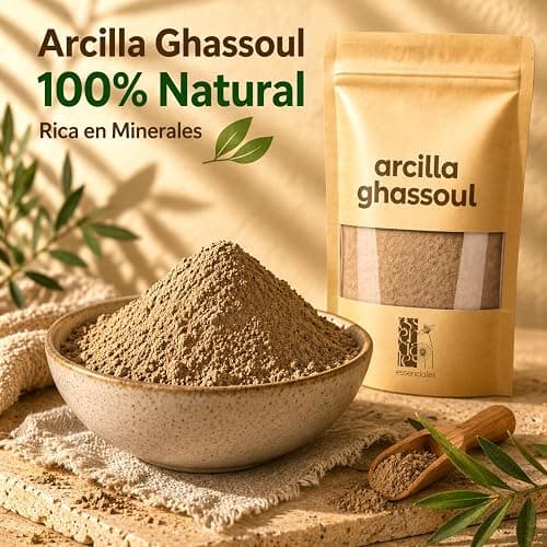 Arcilla Ghassoul Cuida de tu Cabello y Piel - Brillo Natural para tu Piel y Cabello Fuerte - ESSENCIALES 500g, Limpieza profunda de la piel, Elimina el exceso de grasa en la piel, Exfoliante suave thumbnail 6