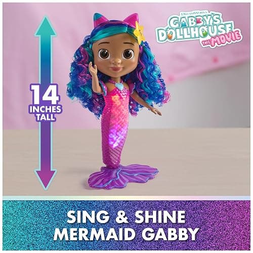 Gabby's Dollhouse The Movie, Sing & Shine Mermaid Gabby Doll Toy | 13-Inch Doll, Lights & Sounds, Waterproof Design, Interactive Roleplay, Kids Toys for Girls & Boys Ages 3 and Up thumbnail 2