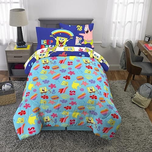 Franco Kids Bedding Super Soft Comforter and Sheet Set with Sham, 5 Piece Twin Size, Spongebob Squarepants thumbnail 6