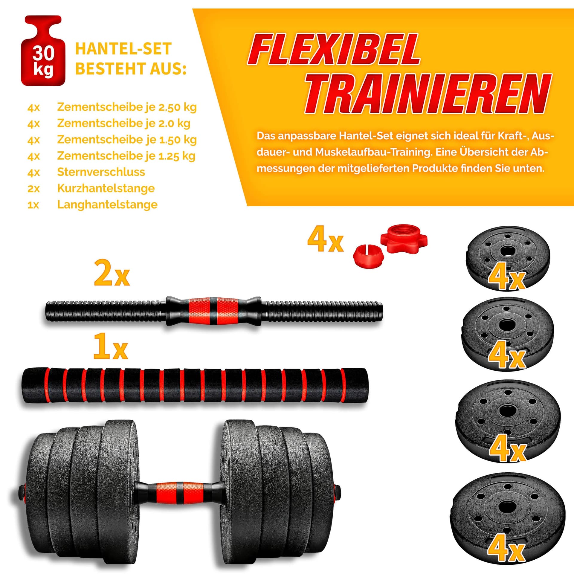 2-in-1 halterset, 15-40 kg, verstelbare halterset, korte halter en lange halter, stersluitingen en verbindingsbuis thumbnail 5