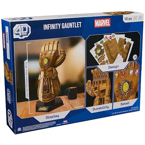4D Build, Marvel Infinity Gauntlet 3D Puzzle Model Kit with Stand 142 Pcs | Thanos Desk Decor | Building Toys | 3D Puzzles for Adults & Teens 12+ thumbnail 8
