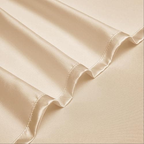 HommxJF 5Pcs Champagne Silk Sheets Full Size Satin Sheets Set with 1 Satin Flat Sheet,1Deep Pocket Fitted Sheet,3 Pillowcases with Envelope Closure thumbnail 6