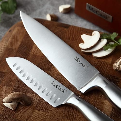 McCook® Knife Sets, German Stainless Steel Kitchen Knife Block Sets with Built-in Sharpener - SilverWalnut - 15 thumbnail 7