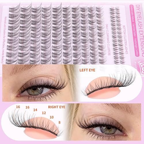 Natural Lash Clusters Kit Wispy Eyelash Clusters Kit with Bottom Eyelashes C Curly Lash Extension Kit with Invisible Band DIY Individual Lashes Kit with Lash Bond and Seal 132Pcs thumbnail 5