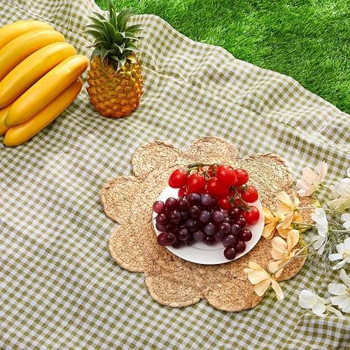 Mindsoft Sage Green Gingham Ruffled Tablecloth,52 x 70 Inches,Rectangle | Decorative Checkered Plaid Table Cloth, Washable Cotton Linen, Vintage Farmhouse Table Cover for Picnics Dining Party Decor thumbnail 6