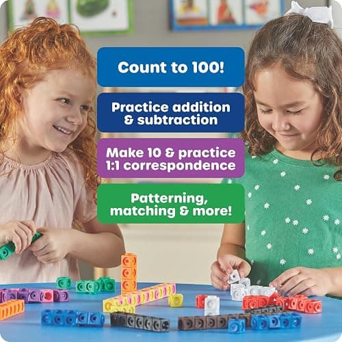 Learning Resources MathLink Cubes - Classroom Must Haves, Preschool Learning Activities, Teacher School Supplies, Building Blocks, Math Manipulatives, Homeschool Games, Back to School thumbnail 4
