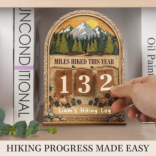 Personalized Miles Hiked This Year Tracker Sign, Custom Wooden Hiking Log Counter, Unique Hiking Gifts for Men Women, Cool National Park Gifts for Hikers, Adventurers, Outdoor Enthusiasts, Adventure Trail Decor thumbnail 6