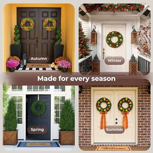 Pure Garden 19.5-Inch Boxwood Wreath - Round UV Resistant Artificial Spring, Summer, Fall, or Winter Wreath - Indoor/Outdoor Wreaths for Front Door thumbnail 4