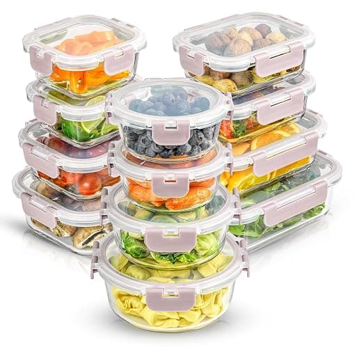 JoyJolt 24pc Borosilicate Glass Storage Containers with Lids | 12 Airtight/Freezer Safe Food Storage Containers for Pantry and Kitchen | Meal Prep Container for Lunch | Glass meal Set - Image 1