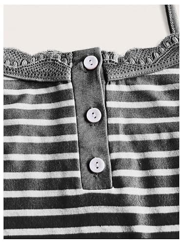 SOLY HUX Women's Striped Lace Trim Cami Crop Top Button Front Spaghetti Strap Y2k Tops thumbnail 3