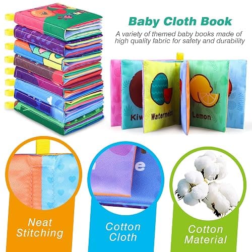Baby Bath Books, Nontoxic Fabric Soft Baby Cloth Books, Early Education Toys, Waterproof Baby Books for Toddler, Infants Perfect Shower Toy, Kids Bath Toys Birthday Gift (Pack of 8) thumbnail 4