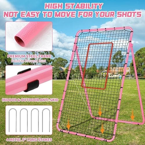 5-Angle Adjustable Volleyball Rebounder Net 7x4ft, High Stable Bounce Back Training Equipment for Practicing Volleying Bumping Spiking with High-Tension Net, PU Volleyball and Pump, Stakes thumbnail 3