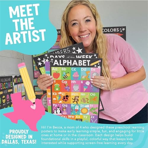 16 Laminated Toddler Learning Posters 1-3 for Preschool Classroom Decor | Chalkboard Learning Posters for Toddlers 1-3, Homeschool Room Decor for Toddler Wall Activity, Pre K Classroom Must Haves thumbnail 2