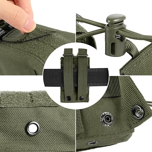 FRTKK Tactical Radio Holder Radio Holster Molle Radio Pouch Universal Radio Case Military Heavy Duty Radio Bag for Police Firefighter Two Ways Walkie Talkies Vest (Army green) thumbnail 5