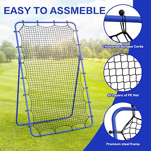 PLYOGO Volleyball Rebounder Net, 4×7FT Bounce Back Practice Net with 5 Adjustable Angles, Indoor Outdoor Easy-Set Up Training Equipment for Improving Spiking Skills, Carrying Bag & PU Volleyball thumbnail 4