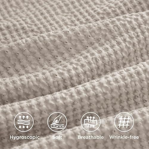 Bedsure Cotton Duvet Cover King - 100% Cotton Waffle Weave Linen Color Duvet Cover, GentleSoft™ and Breathable King Bedding Set for All Season, 3 Pieces, 104"x90" thumbnail 4