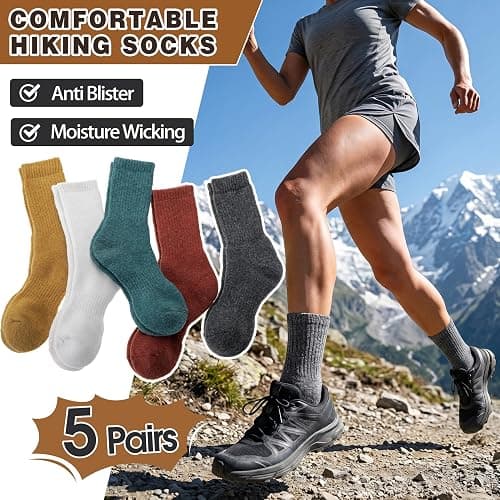 MOGGEI 5 Pairs Womens Merino Wool Socks Hiking Warm Winter Thick Thermal Crew Cozy Cabin Ladies Gift Comfy Boot Work Socks thumbnail 5