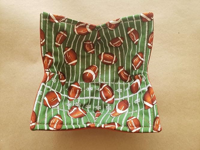 Football Microwave Bowl Cozy Stadium Field Reversible Microwave Potholder Football Bowl Holder Sports Kitchen Linens PE Teacher Coach Tailgate Handmade Gifts Under 10 thumbnail 5