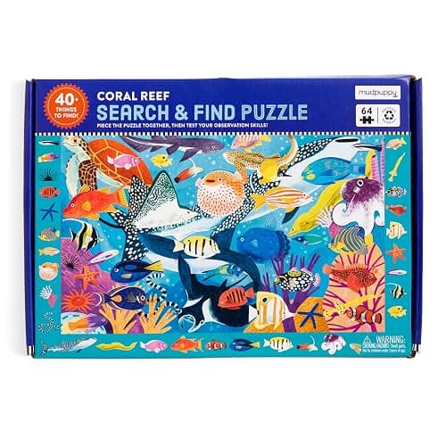 Mudpuppy Coral Reef — 64 Piece Search & Find Puzzle Featuring Diverse Marine Animals and Over 40 Hidden Images to Find for Ages 4+ thumbnail 5
