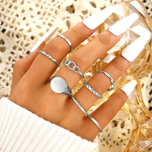 FAXHION 24 Pcs Gold Stackable Rings for Women, Knuckle Rings Chunky Gold Ring Set Dainty Stacking Cute Rings, Multiple Sizes Cute Jewelry Set Gift thumbnail 7