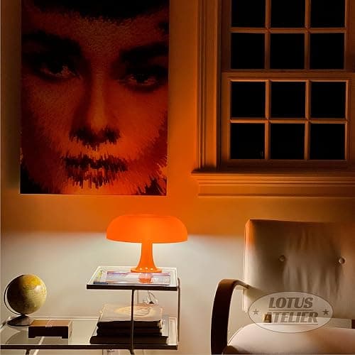 Lotus Atelier Orange Mushroom Lamp for Room Aesthetic Modern Lighting for Bedroom | Cool Retro Living Room Decor (Orange) thumbnail 3