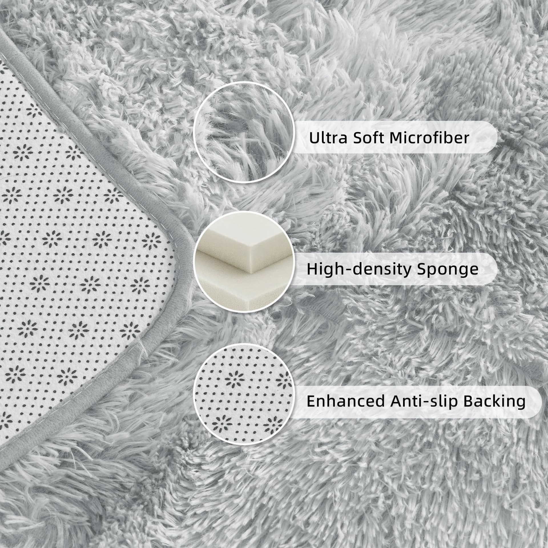 Youzi Fluffy Rugs for Bedroom Livingroom, Soft Shaggy Plush Fur Area Rug Washable Modern Tie-dye Fuzzy Gray Carpet for Entryway Bedside Floor Rug Child Playroom, 120x160cm Grey thumbnail 5