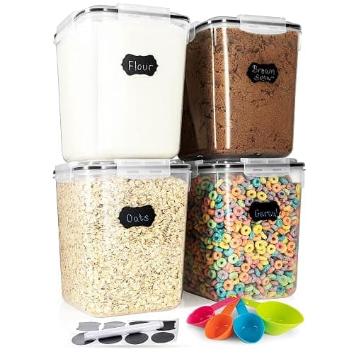 Storeganize Flour Sugar Storage Containers (5.3L/4pk) Great Rice Canisters Sets For The Kitchen pantry, Large Food Storage Containers With Lids Airtight - Image 1