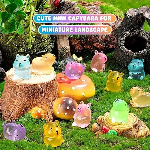 36PCS Luminous Mini Resin Capybara Miniature Capybara Figurines Glow in The Dark, Cute Tiny Capybaras Toys for Crafts Fairy Garden Landscape Capybaras Birthday Decorations (6 Style) thumbnail 6