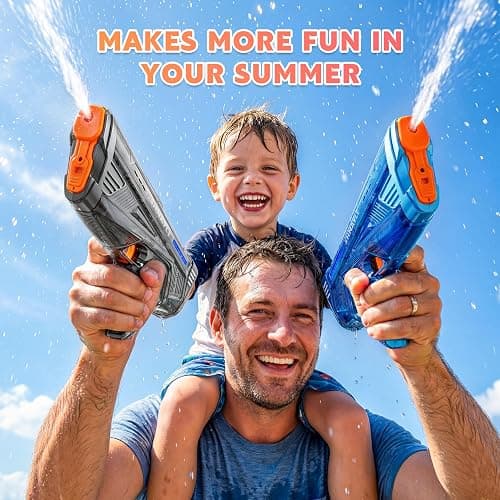 SHNAYLE 2 Pack Electric Water Gun for Adults Kids USB-C Charging Port, Automatic High Powered Squirt Gun,Powerful Shooting Long Range Auto Water Blaster, Outdoor Water Toy Pool Game (Blue+Red) thumbnail 7
