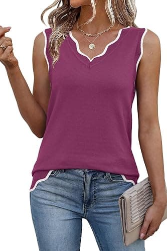 WIHOLL Tank Tops for Women Sleeveless Summer Tops Spring Fashion Lightweight Sweater Vest V Neck Business Casual Outfits thumbnail 2