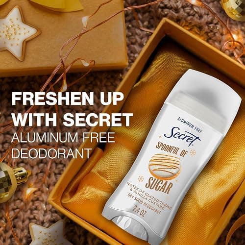 Secret Aluminum Free Deodorant for Women, 48hr Odor Protection with Pro-Hyaluronic Acid, PH Balancing Minerals, Holiday Dry Solid, Spoonful of Sugar with Glazed Crème & Vanilla Custard Scent, 2.4 oz thumbnail 4