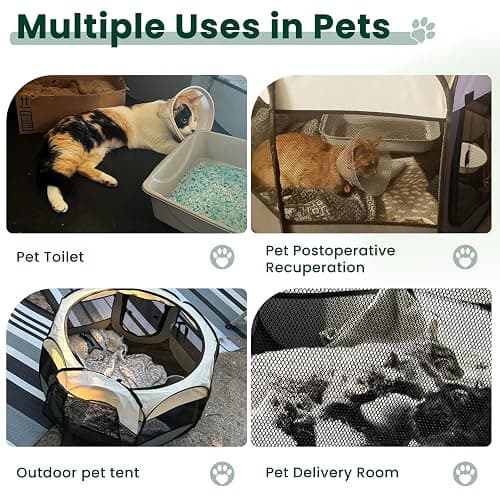 Love's cabin Pet Puppy Dog Playpen, Small Dog Tent Crates Cage Indoor/Outdoor, Portable Playpen for Cat, Foldable Pop Up Dog Kennel Playpen with Carring Case, Removable Zipper Top, Grey thumbnail 4