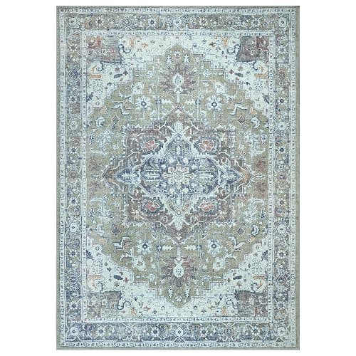 Bloom Rugs Washable Non-Slip 9' x 12' Rug - Green/Blue Traditional Medallion Area Rug for Living Room, Bedroom, Dining Room, and Kitchen - Exact Size: 9' x 12' thumbnail 3